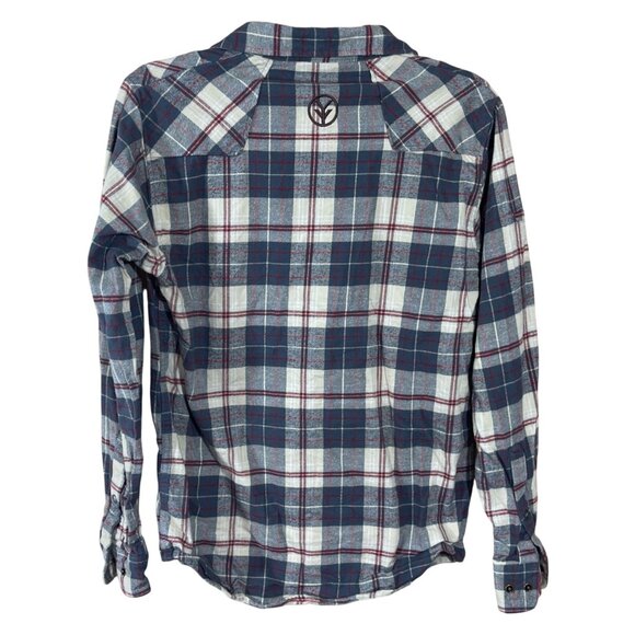 Yee Yee Flannel Snap Front Shirt Plaid Long Sleeve M Medium Grey Red - Picture 2 of 6
